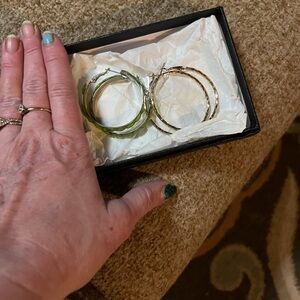 Elegant Gold and Green Hoop Earrings